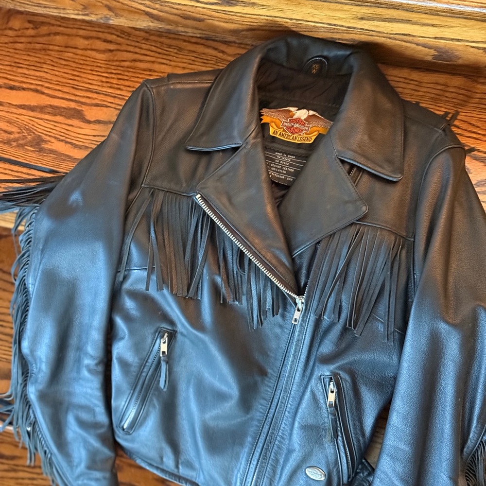 Harley-Davidson Black Leather Jacket with Fringe